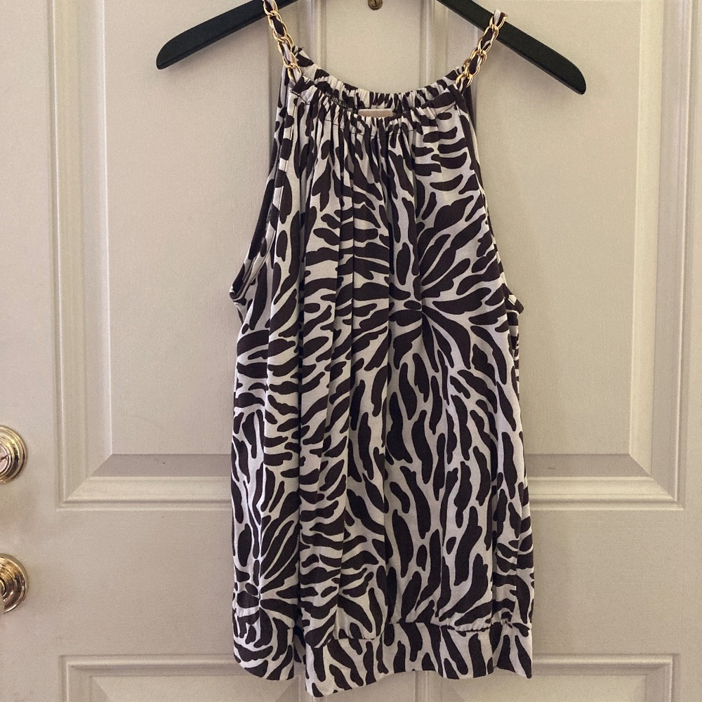 FINAL SALE! Michael Kors Animal Print Top/Chain/Brown/White/L/NEW/PRICE FIRM!